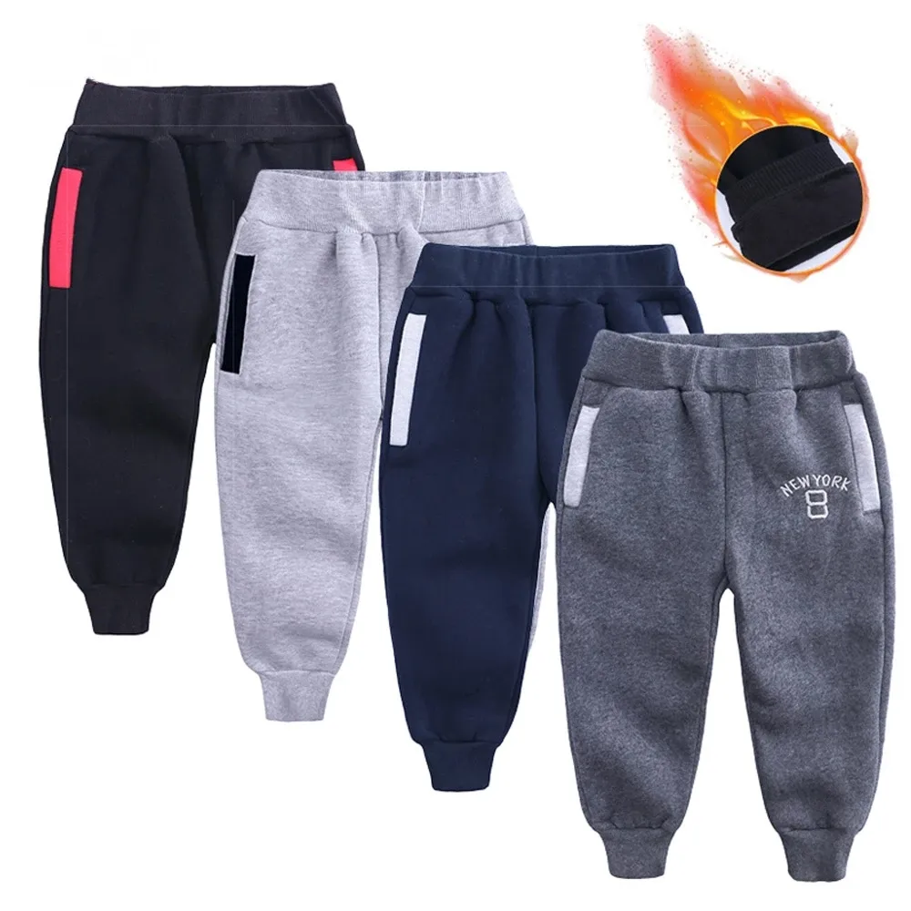 LZH Autumn Winter Kids Toddler Boys Casual Sport Pants For Boys Fleece Trousers