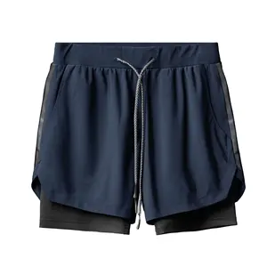 Double-Layer Shorts Men's Beach Four-Sided Quick-Drying Five Quarter Pants Fashion Basketball Shorts Logo Custom Shorts