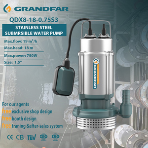 Pompe à eau submersible industrielle Grandfar 220V 0.75KW 1HP pour l'irrigation, en acier inoxydable de haute qualité, OEM QDX8-18-0.75S3 QDX8-18-0.75S - Product Image 1