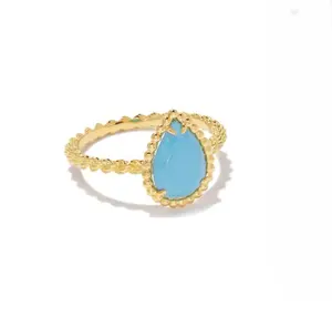 925 Sterling silver gold plated Serpent Bohemia Turquoise S motif ring wholesale