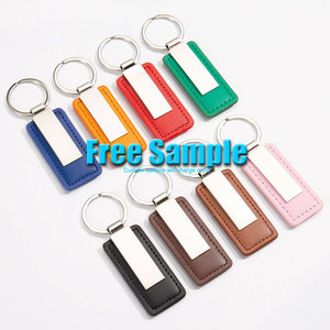 Chất lượng cao pu da móc chìa khóa nhà sản xuất tùy chỉnh thăng hoa trống logo faux bò da kim loại keychain sang trọng keyring - Product Image 2