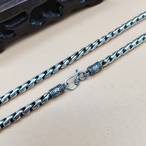 Collar <span class=keywords><strong>de</strong></span> joyería Punk S925 para hombre 100% tejido puro personalidad Vintage <span class=keywords><strong>plata</strong></span> 925 <span class=keywords><strong>Cadena</strong></span> <span class=keywords><strong>de</strong></span> cuerda 100% <span class=keywords><strong>plata</strong></span> esterlina pura - Product Image 3