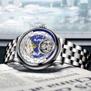Reloj Automático Tourbillon 7051 con Diseño de Mapa del Mundo, Cristal de Zafiro Sintético, Relojes Mecánicos de Lujo Originales AESOP - Product Image 6