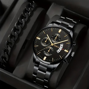Pulsera de moda Brazalete Hombre Relojes de cuarzo de negocios Conjunto de reloj de cuarzo y conjuntos de joyas para hombre - Product Image 4