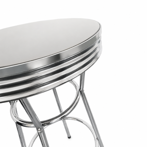 Mesa de <span class=keywords><strong>Bar</strong></span> Estilo Vintage, Redonda, Negra, con Base Cromada y Reposapiés de Doble Anillo, Estilo Diner de los Años 50, para el Hogar, Sala de Juegos, Cueva del Hombre, <span class=keywords><strong>Bar</strong></span> - Product Image 3