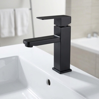 Robinet de lavabo carré moderne à un seul trou, à poser sur le plan, avec cartouche céramique, pour salle de bain, eau chaude/froide mélangée sous le lavabo