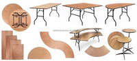 Mesa plegable personalizada para bodas y fiestas, mesa de comedor plegable con forma de media luna en S de madera contrachapada, mesa de comedor móvil plegable