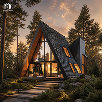 Maison préfabriquée modulaire en acier ignifuge, hors réseau, solaire, de luxe, en forme de A, pour projets de villas de villégiature