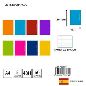 A4 notebook pinzato 48H/60G, 3.5 linee guida di base-cancelleria
