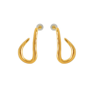 <b>Titanium</b> Steel Irregular <b>Stud</b> Earrings Gold U Shaped Geometric Fashionable European American Style - Product Image 5