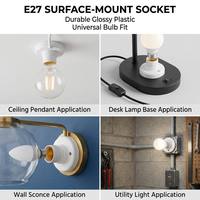 Douille de lampe E27 en plastique, surface blanche brillante, doublure en laiton, noyau en céramique, support d'ampoule universel pour usage intérieur et extérieur