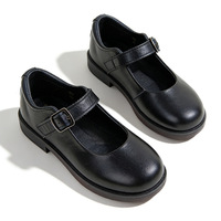 Chaussures en gros pour filles – Nouveauté été : Escarpins de princesse en cuir noir antidérapants avec doublure en microfibre, idéals pour le campus des petites filles