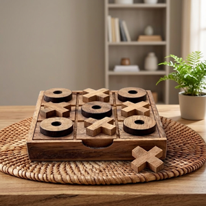 Jeu de société Tic Tac Toe en bois fait main, plateau carré, jeu familial, jouet de voyage, décoration d'intérieur, cadeau - Product Image 2