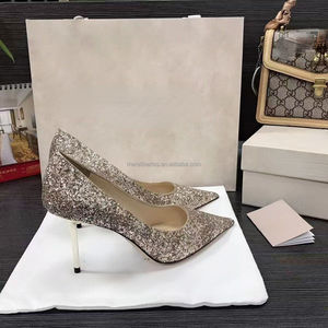 Zapatos de Tacón Alto JimmysChoos con Lentejuelas Brillantes, de Piel Genuina, Punta en Pico, Tacones Finos, Estilo Hada, para Bodas, Banquetes y Compromisos - Product Image 6