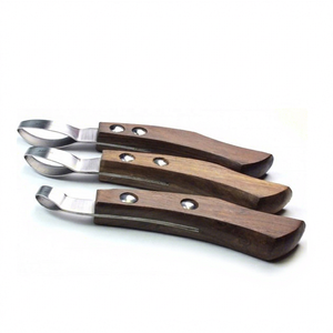 Cuchillo ortopédico para pezuña de 1 bucle con mango de madera, cuchillos para garras de caballo veterinario equino - Product Image 1