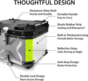 ZHUITU - Baúl Superior de Aluminio con Óxido de Plata de 45 Litros, Baúl de Carga Grande para Motocicleta, Cajas de Aluminio para Almacenamiento - Product Image 5
