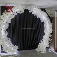 Arche de bienvenue pour mariage ZKAI, support de toile de fond avec éclairage LED, arche décorative blanche en forme de feuille pour allée de mariage