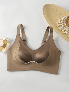 บราไร้โครงแบบถักไร้ตะเข็บ ระบายอากาศได้ดี ไซส์ใหญ่พิเศษ 3XL สำหรับสาวเอเชียตะวันออกเฉียงใต้ สีพื้น ไนลอน คัพ 3/<span class=keywords><strong>4</strong></span> แบบดันทรง - Product Image 4