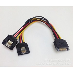 Cable de alimentación Sata 15P macho a 2x 15P hembra con clip de bloqueo para distribución interna de energía en computadoras - Product Image 1