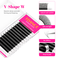 Extensions de cils TDANCE Dark Matte en plateaux, vente en gros, forme en V, cils naturels doux et légers, V-W 3D 4D 5D