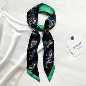 Stile coreano serie di uccelli floreali nastro lungo piccola sciarpa alla moda materiale artistico in poliestere per abbigliamento estivo sul posto di lavoro per le donne - Product Image 4
