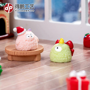 Miniature Cartoon Christmas Monster Ornament Resin Figurine Dollhouse Home <b>Decoration</b> Desktop <b>Car</b> Decor Indoor Use - Product Image 4