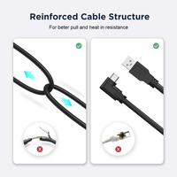 Cable de Carga Rápida USB 3.2 Gen1 Tipo-C de 16 pies (3M/5M), 20V 60W 3A, Diseño en Ángulo Recto Personalizado para Auriculares VR y Conexión a Impresora