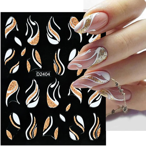 Autocollants Français 3D Métallique Paillettes Ligne Nail Art Adhésif Bande Incurvée Or <span class=keywords><strong>Argent</strong></span> Transfert Slider <span class=keywords><strong>Manucure</strong></span> Decal - Product Image 6