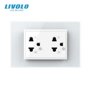 <span class=keywords><strong>LIVOLO</strong></span> EE. UU. Canadá Tailandia Estándar Eléctrico 16A 3 pines doble salida 100K ciclos enchufe de pared para renovación de escuela de apartamento - Product Image 3