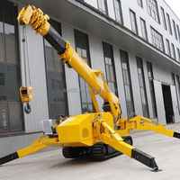 Mini-grue araignée de 3 tonnes avec flèche rotative à 360°, ventouse à vide, grue sur chenilles pour la manutention de panneaux dans les zones difficiles d'accès