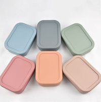 Boîte à lunch portable pour enfants, empilable, carrée et rectangulaire, en silicone, avec couvercle