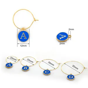 Hạt Charm Thủy Tinh Rượu Vang Chữ Cái Tiếng Anh Thẻ Ly Rượu Vang Bền Tinh Tế Hữu Ích Đánh Dấu Trang Trí Cho Bữa Tiệc Tại Nhà