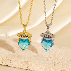 Nuova Collana Creativa per la Stagione di Laurea 2026, Ciondolo a Forma di <span class=keywords><strong>Cuore</strong></span> con Zirconi, Collana Moda Amore - Product Image 1