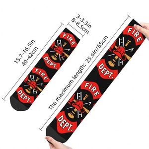 Chaussettes <span class=keywords><strong>de</strong></span> robe personnalisées avec Logo du service des pompiers, chaussettes chaudes à la mode pour les pompiers et les secours - Product Image 3