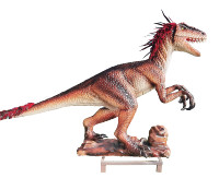 Dinosaure Velociraptor Animatronique Chevelu à Télécommande, à Monnayeur, avec Peau en Silicone et Châssis en Acier, qui Ruge, pour Parc d'Aventures