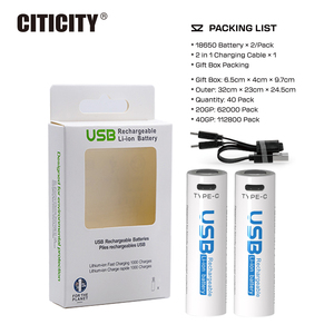 CITICITY 2-Pack C18650 USB Rechargeable 18650 LiNiMnCoO2 <b>Batteries</b> 7400mWh <b>3.7V</b> 1200+ Charge Cycles for Toys - Product Image 1