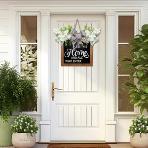 Nouveau produit : Porte-panier carré pour porte d'entrée, décoration de porte d'entrée, panneau de <span class=keywords><strong>bienvenue</strong></span>, couronne - Product Image 2