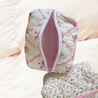 Nouvelle Trousse de Toilette et Cosmétiques Pliable en Velours Côtelé à Motif Floral Grande Taille Portable pour l'Été 2024