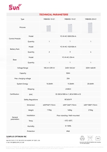 Batería de Almacenamiento Sunplus de 15 kWh, 51.2 V, Apilable, Híbrida, con BMS Inteligente, IP65, LiFePO4, 10-20 kW, Todo en Uno, Montaje en Pared, WiFi/Bluetooth - Product Image 6
