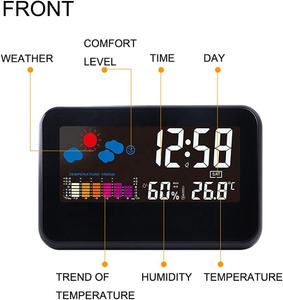 Réveil de prévisions météorologiques numériques contrôlé par le son avec température, fonction heure/jour/calendrier/répétition moderne - Product Image 2
