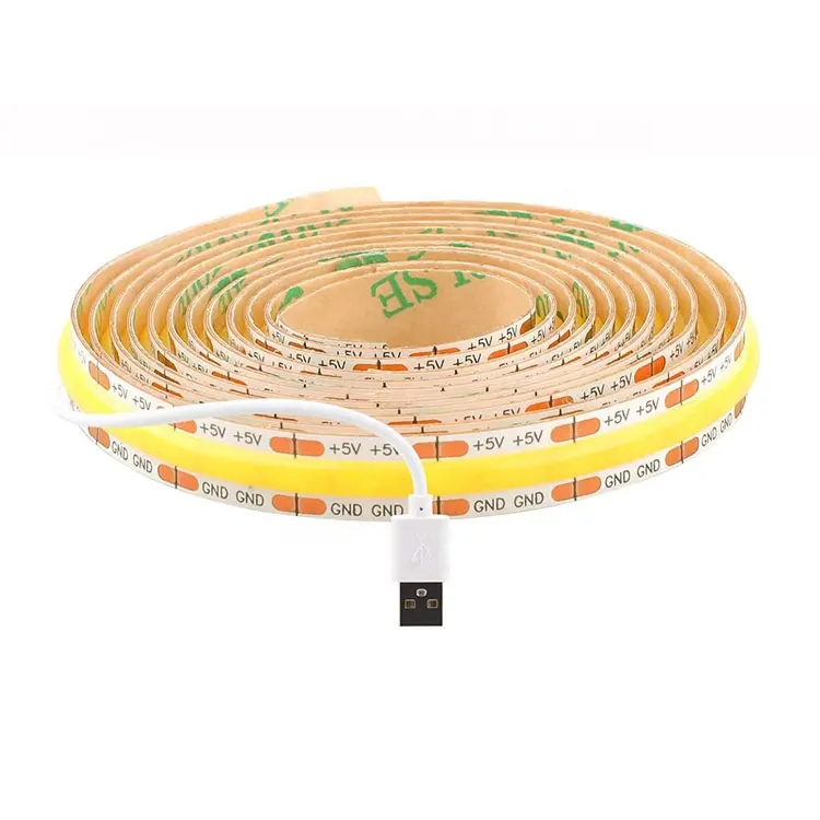 Hoge Dichtheid 90CRI Dc 5V Usb 2 Meter Flexibele Fcob Cob Led Light Strip Voor Camping Stroomuitval