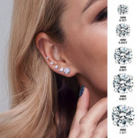 Boucles d'oreilles plates de haute qualité pour femmes et hommes, pour oreilles sensibles, en acier inoxydable 316, géométriques, avec zircon cubique, pour cartilage