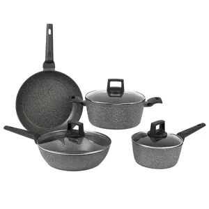 Good Quality China 6PCS Grey New Granite Forged Aluminum Nonstick Kitchen Cookware Sets Induction