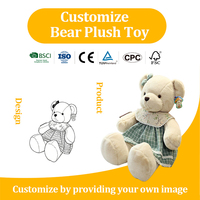 Ours en peluche personnalisable avec robe, animal en peluche doux, design personnalisé pour cadeaux enfants, OEM ODM certifié BSCI ISO CE