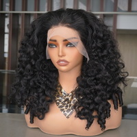 Perruque brésilienne bouclée naturelle en dentelle frontale 13*4, mélange de cheveux humains à 50 %, perruque synthétique douce et naturelle, vente en gros