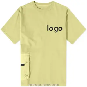 Wholesale Custom Logo Men'S Large Pocket Cargo T-Shirt Heavy Cotton T Shirt With Pocket For Men