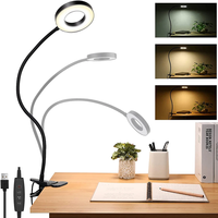 Lampe de bureau à clipser avec 48 LED, 360° ° Lampe de lecture flexible pour table, lumière de nuit pour la lecture et l'étude, loupe grossissante 5x, protection des yeux