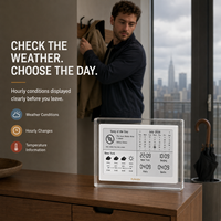 Kylendar Calendrier intelligent en papier électronique acrylique de 7,5 pouces avec prévisions météo, heure mondiale, planificateur mensuel et recommandations musicales quotidiennes