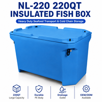 Glacière isotherme 220L moderne en LLDPE rotomoulé, robuste, pour fruits de mer, avec blocs de glace, logo personnalisé, OEM, vente en gros, faible MOQ