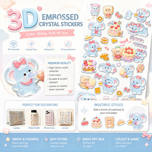 Dessert Elephant Cartoon Adhesive Stickers PVC <b>Gloss</b> Lamination Home Decoration Sticker Sheets - Product Image 4
